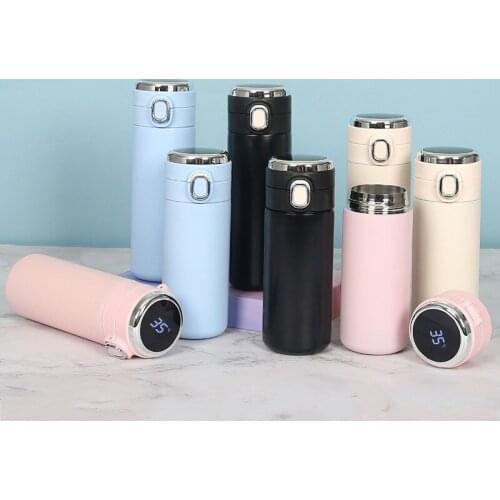 New 500ml Intelligent Thermos Bounce Cup Outdoor Portable Leakproof Water Bottle Winter Keep Warm Stainless Steel Vacuum Flasks