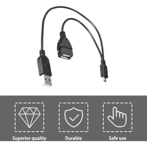 OTG Host Power Splitter Y Micro USB Male to USB Male Female Adapter Cable Cord High Speed USB 2.0 certified cable