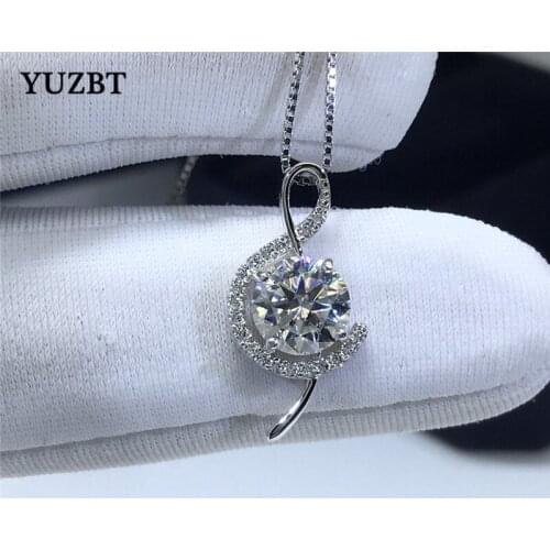 18K White Gold Plated Excellent Cut 1 Carat Gemstone Diamond Test Past D Color Moissanite Music Note Pendant Necklace for Women