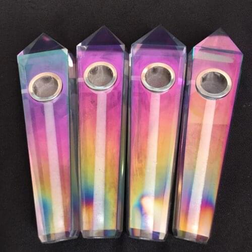 Flame Aura Electroplating Crystal Magic Wand Point Health Tobacco Holder Smoking Pipe Healing