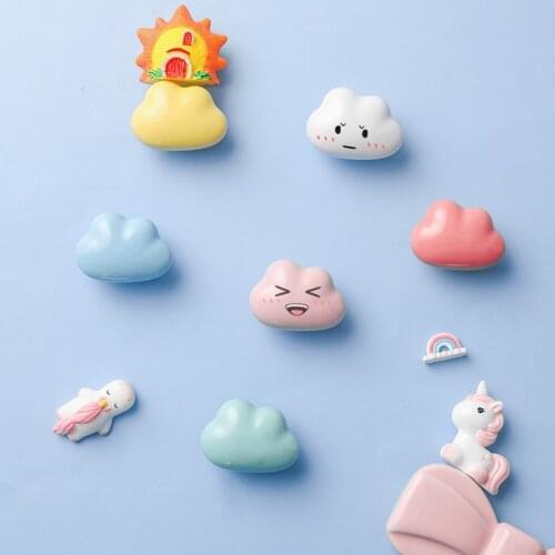 Lovely Cloud Ceramics Cartoon Kids Room Furniture Handles For Cabinets And Drawers Child Door Baby Cupboards Single Hole