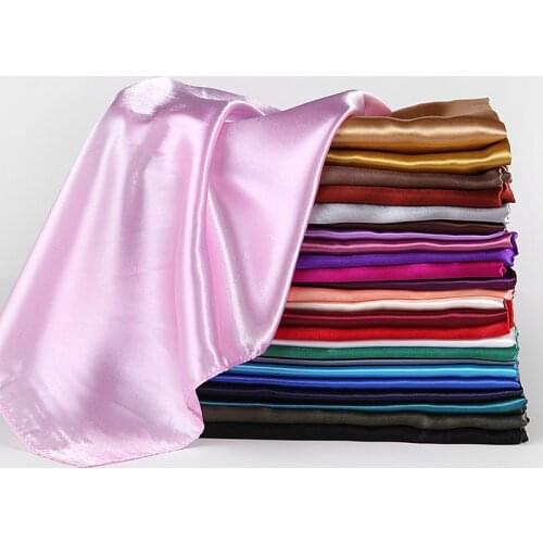 Square Silk Scarves Women 90*90cm Satin Muslim Hijab Scarf Plain Shawls and Wraps Head Scarf Chiffon Islamic Female Headband