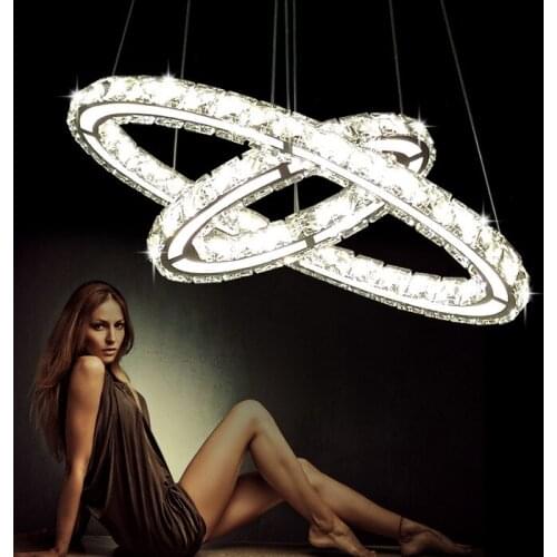 LED Crystal Chandeliers Lamp Round ring Hanging Lights Modern Led Crystal Chandelier Fixture for living room Lobby AC110V-240V