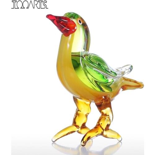 Tooarts Red Beak Bird Glass Figurine Home Decor Animal Miniature Figurine Favor Gift Glass Craft For Home Decoration