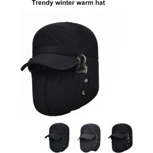 Trend Winter Thermal Bomber Hats Men Women Fashion Ear Protection Face Windproof Ski Cap Velvet Thicken Couple Hat