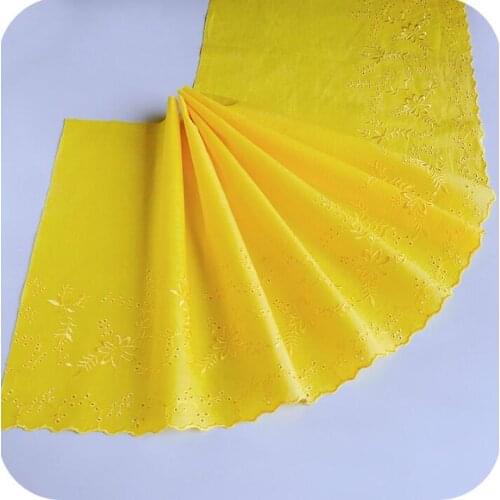 1 Meter Bright Yellow Cotton Embroidery Lace Trim Garment Accessories Lace Cloth DIY Clothing Skirt Decoration Lace Fabric 33cm