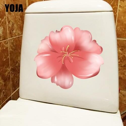 YOJA 21.3*19.2CM Pink Flowers Cartoon Home Wall Decor Decal Classic Toilet Seat Stickers T1-1017