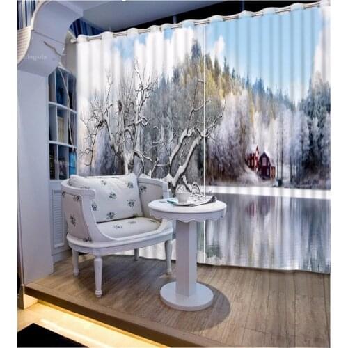 3D Curtain Custom Any Size Photo Snow Lake Bed Room Living Room Office Hotel Cortinas Blackout Curtain Fabric Printed Curtain