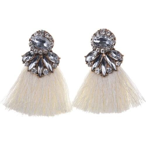 PPG&PGG Bohemian Crystal Statement Flower Tassel Earrings For Women Luxury Crystal long Drop Dangle Earrings Jewelry oorbellen