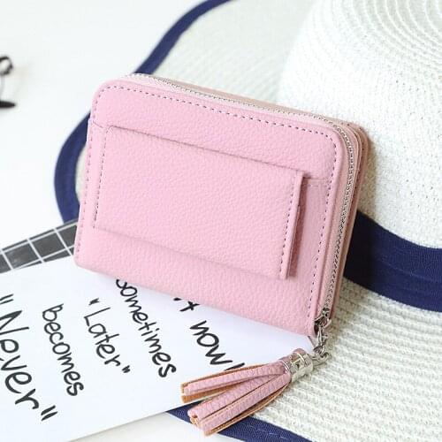 2018 Women Mini Wallets Female Tassel Pendant Short Money Wallets PU Leather Lady Zipper Coin Purses Fashion Card Holders