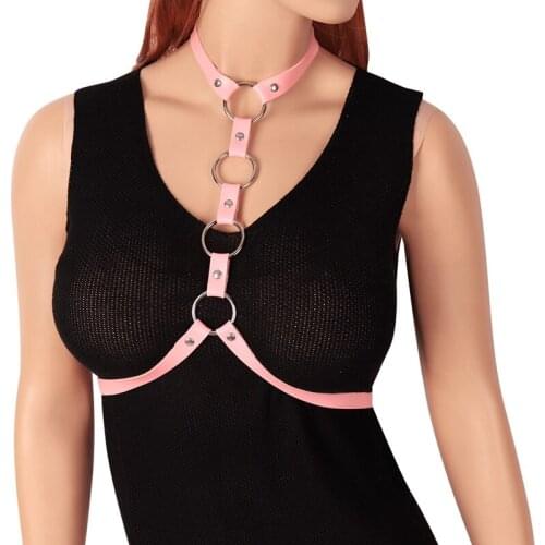 Leather Harness Sexy Chest Sculpting Lingerie Waist Belt Punk Gothic Alluring Ladies Women Body Harness Bondage Collar Bra Tops