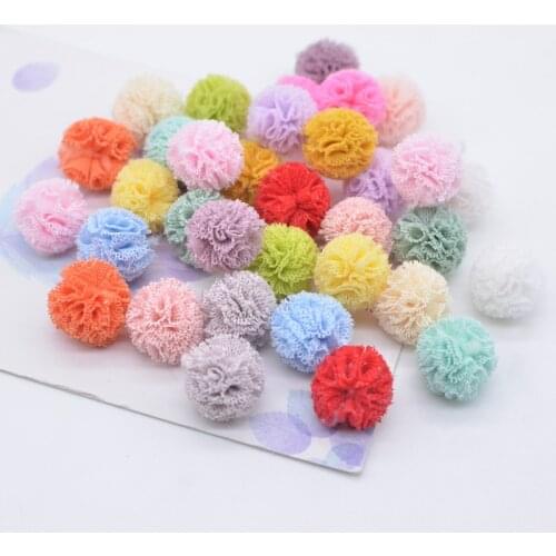 100Pcs/lots Crafts Mixed Elastic Mesh Chiffon Ball DIY Apparel Sewing Appliques Material Patches for Clothing Garment Decoration