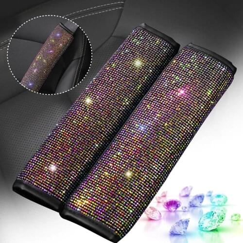 2PCS Crystal Seat Belt Shoulder Pads for Women Bling Car Accessories Rhinestone Seat Belt Shoulder Protect Pad Cover Cushion