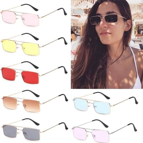2021 Classic Retro Small Frame Rectangle Women Men Sunglasses Lady Luxury Steampunk Metal Glasses Vintage Mirror UV400 Lens