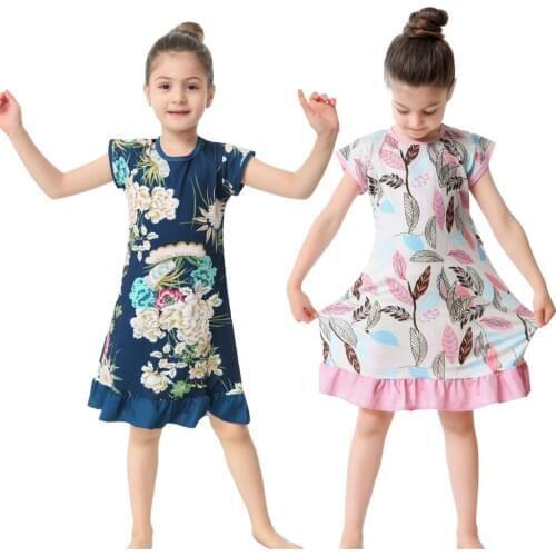 2021 Summer Girls Night Dress Kids Pajamas Spandex Girls Nightgowns Children Sleepwear Girls Clothes 2-10Years