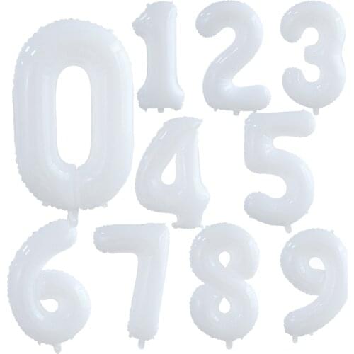 30inch Giant Happy Birthday Foil Balloons White Number Balloon 0 1 2 3 4 5 6 7 8 9 Large Figures Globos Baby Shower Decoration