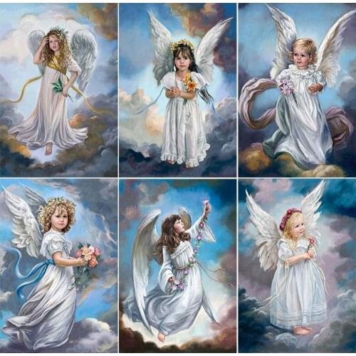 5D Diy Diamond Painting Cross Stitch Religion Angel Diamond Embroidery Girl Picture Landscape Wall Sticker Diamond Mosaic