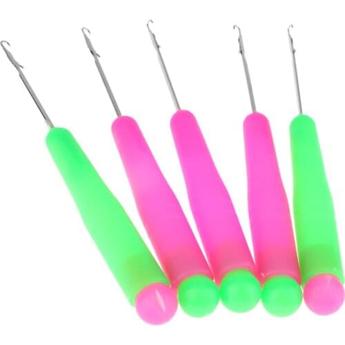 5x Plastic Handle Latch Hook Weave Wigs Knitting Styling Craft Tools Latch Hook Crochet Needle For Hair