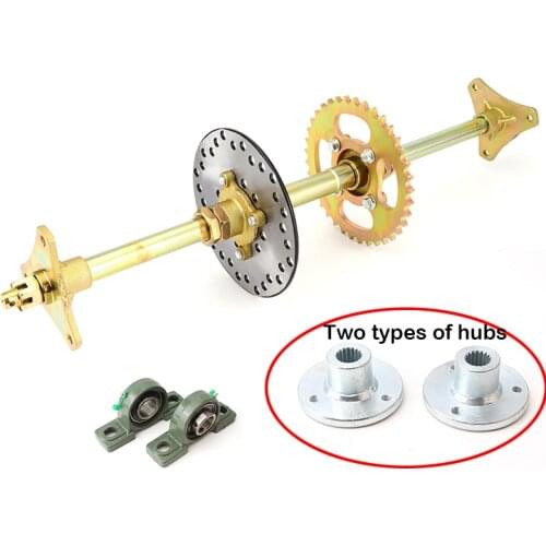 610mm ATV Go Karts Rear Axle kits STD 20mm Complete Assembly with Carrier Hub 160mm Brake Disc 420-37T Chain Sprocket
