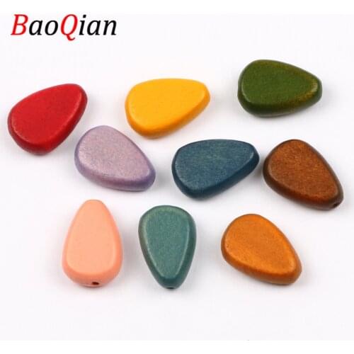 10pcs 18x12mm Multicolor Natural Wood Beads Wooden Oval Loose Spacing Beads Jewelry Making Diy Necklace Bracelet Beaded