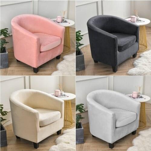 Split Style Tub Sofa Cover Stretch Velvet Coffee Bar Club Chair Cover Living Room Mini Couch Slipcovers With Seat Cushion Covers