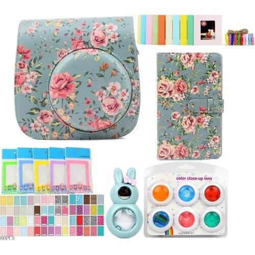 PU Leather Bag Case with 3 inch 96 Pockets Brightly Mini Film Photo Album /Stickers/Lens For Fujifilm Instax Mini8/8+/9