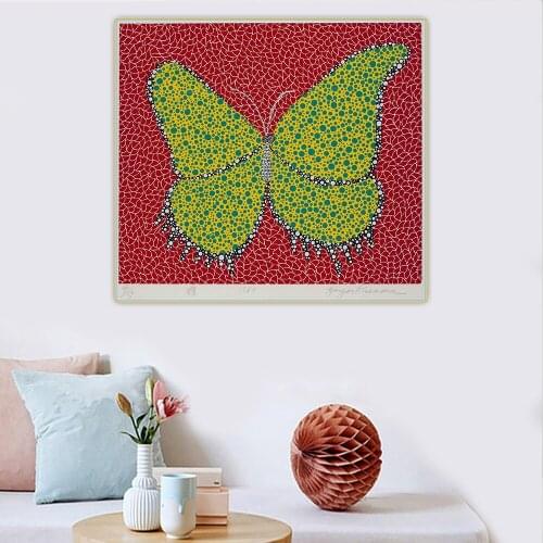 Citon Yayoi Kusama《Butterfly, 1988》Canvas Art Oil Painting Famous Artwork Poster Picture Wall Background Decor Home Decoration
