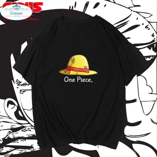 COSSUN Anime Luffy straw hat Printed Soft Wearing Fashion T-shirt Harajuku Unisex Tees