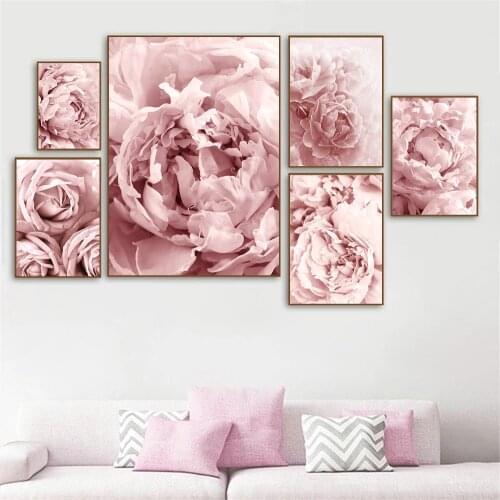 Elegant Pink Flower Posters And Prints Peony Canvas Poster Romantic Rose Wall Art Painting Nordic Wall Picture Living Room Decor