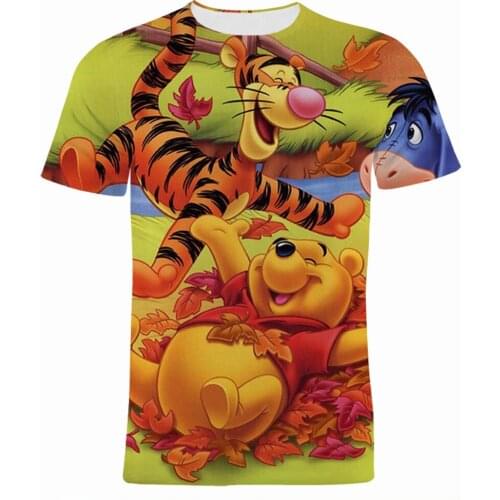 Winnie The Pooh Cartoon Anime Clothes For Boy Girl Kids Summer Fashion 3D Print Women T Shirt Oversized Mens Tee Shirts