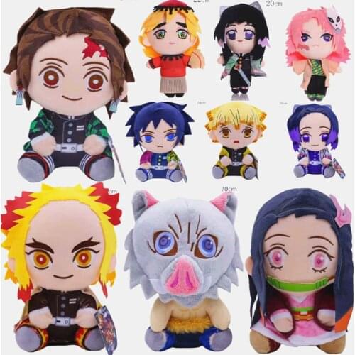 New 20cm Demon Slayer Plush Toy Kimetsu No Yaiba Kamado Tanjirou Tomioka Giyuu Agatsuma Zenitsu Douma Sabito Stuffed Dolls Gift