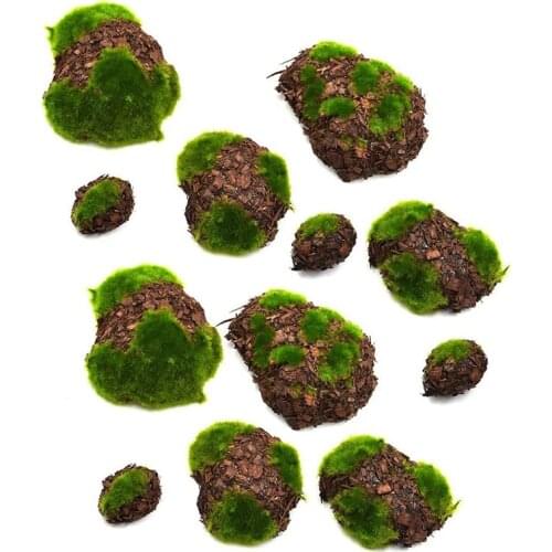 12 PCS Artificial Moss Rocks Decorative,Artificial Fake Rock, Fake Moss Decor For Garden Decor DIY Floral Arrangements