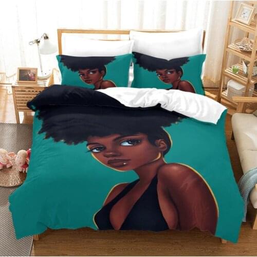 African Girl 3D Print Bedding Set Children Cute Character Duvet Cover Set with Pillowcase Twin Full Queen King Bedclothes