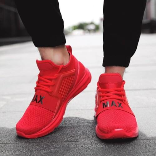 LUONTNOR Light Men Women Sport Shoes Mesh Breathable Running Shoes Outdoor Walking Sneakers Trainers Zapatillas Red Big Size 48