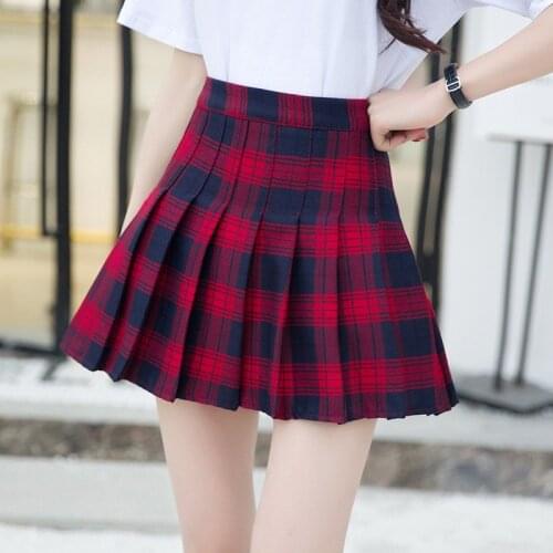 Summer High Waist Plaid Skirt Women Harajuku Fashion A-Line Pleated Skirt Student Safety Lining Above Knee Girls Mini Skirt