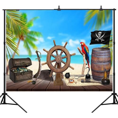 Lyavshi photography backdrops treasure pirate sailing parrot birthday party wood cartoon kids background photobooth photocall