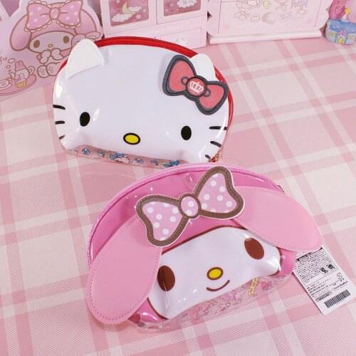 Cartoon Melody PVC Environmental Pouch Cosmetic Bag Cartoon hello kitty Cute Waterproof Tote bagJelly bag 21x13x7cm