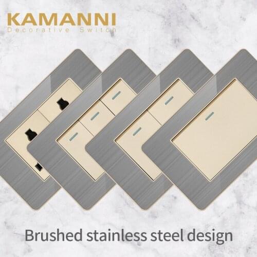 Wall Switch Power Light Switch Wall With Indicator Light 1 Gang 2Way Luxury Light Push Button Switches Aluminum Alloy Panel 220V