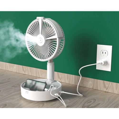 Portable Telescopic Fans Rechargeable Fan Air Cooler With Humidification Night Lamp Phone Desktop Holder Foldable Fan