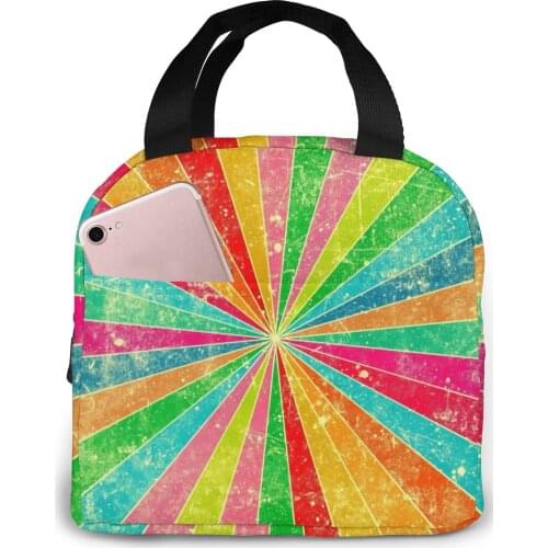 Rainbow Tie-dye Lunch Bag Waterproof Food Picnic Lunch Box Bag Insulated Women Cooler Bags Fresh Bento Food Pouch