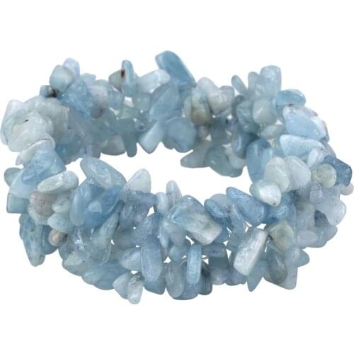 YACQ Aquamarine Stretch Cuff 5 Layer Braided Chunky Chakra Bracelet Handmade bridal Jewelry gift for Women Girls Mom