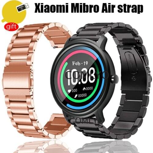 For xiaomi mibro air watch strap Band Metal Quick Release Stainless Steel Straps bracelet with Mibro air screen protector film