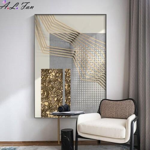 Luxury Nordic abstract geometric canvas painting wall art simple poster print picture wall for modern living room home decor