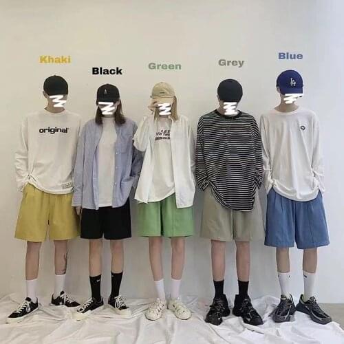 2021 Summer Mens Solid Color Cotton Linen Fabric Casual Shorts Couples Fashion Trend Multicolor Elastic Waist Shorts S-3XL