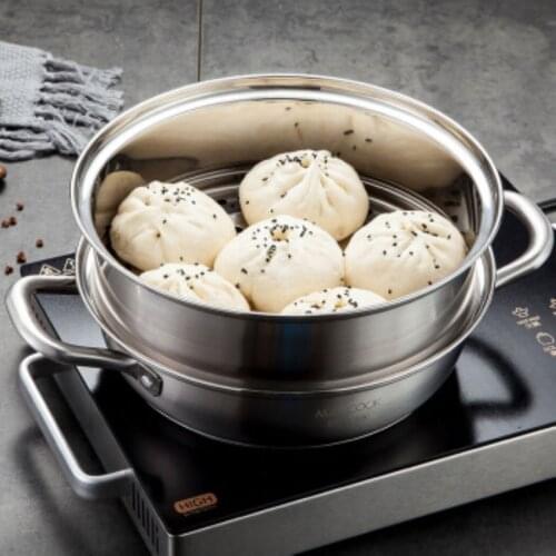 Stackable Stainless Steel Steamer Pan with Handles - for Gas Stove, Furnace, Induction Cooker