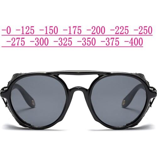 Men Polarized Sunglasses Women Round Myopia Rivets Diopter Glasses Gray Lens Short-sighted Sun Glasses -0.5 -1.0 -1.5 TO -6.0 NX