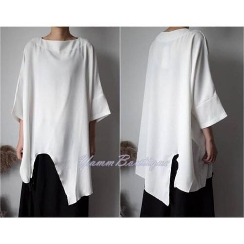 Loose Fit Cape-Style Overlong Blouse Shirt Asymmetrical pleated Skirt Cotton Mix Polyester Shirt Dress Tunic Kaftan Kuwait