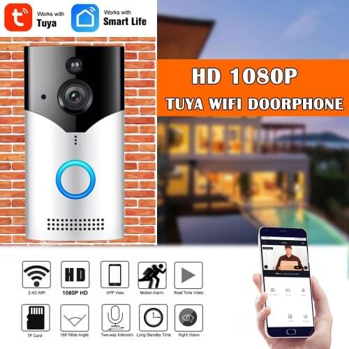 Tuya Smart Video Doorbell HD 1080P WiFi doorphone Intercom Monitor Night Vision Two way Audio Home Security Camera Monitor