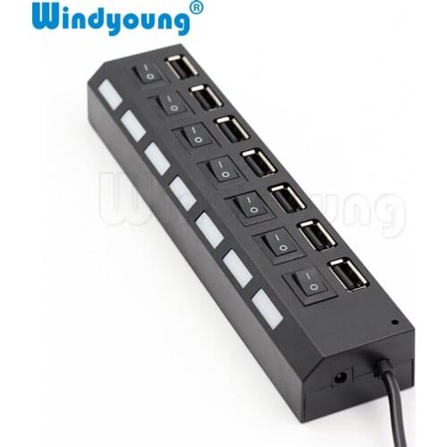 7 port USB 2.0 HUB High Speed Power Cable with LED Light Indicator ON/OFF Sharing Switch Adapter For PC Desktop Laptop