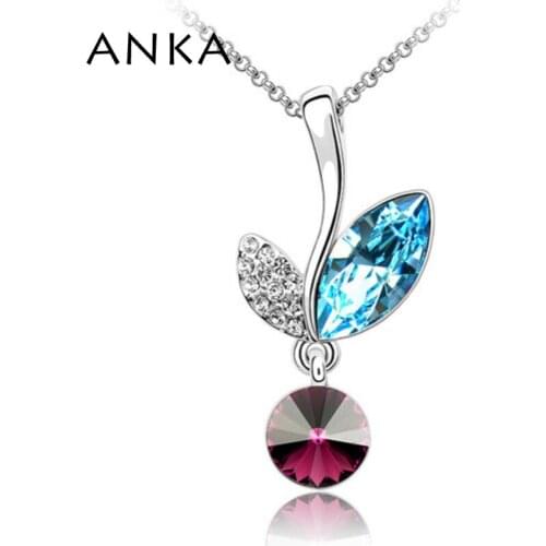 ANKA Women Chains Necklaces Crystal Collares Flower Pendant Necklace Fashion Jewellry Main Stone Crystals from Austria #78677